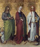 Stefan Lochner Saints Matthew,Catherine of Alexandria and John the Vangelist Germany oil painting reproduction